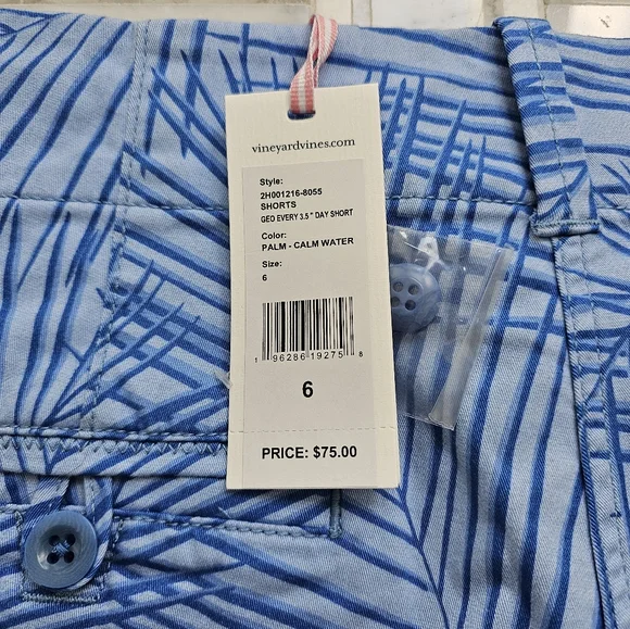 Vineyard Vines Geo Every 3.5" Day shorts Size 6 blue palm - Picture 3 of 4